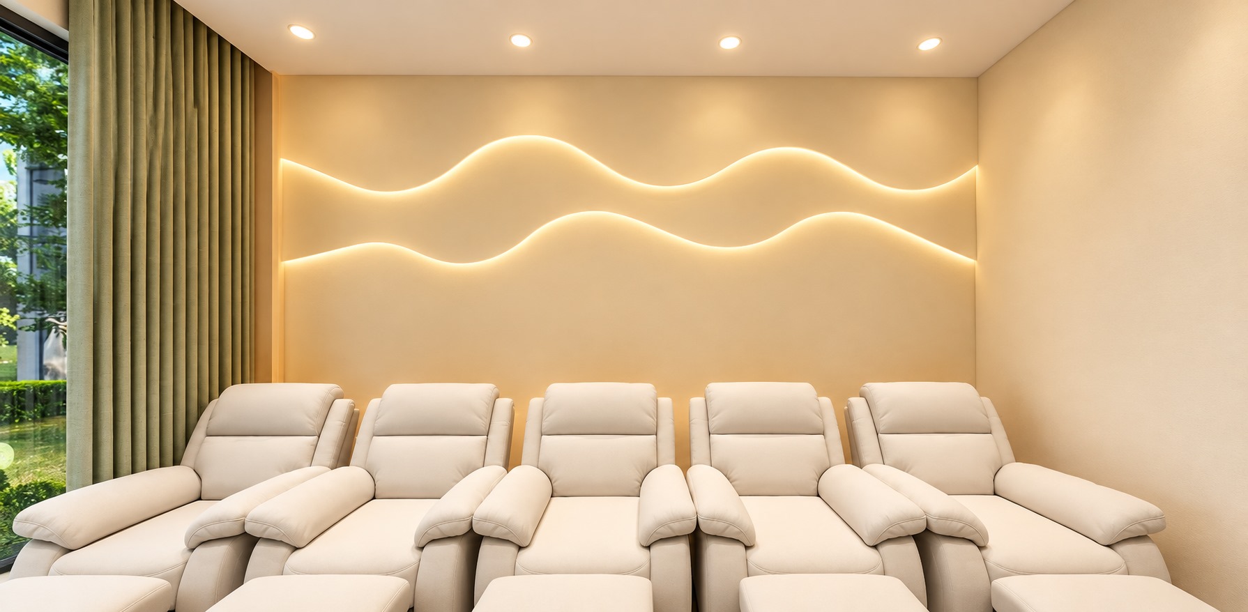 Reclining chairs in the Jade Wellness relaxation lounge